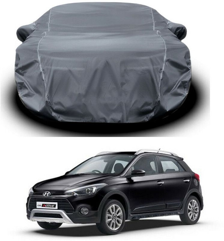 Genipap Car Cover For Hyundai i20 Active (With Mirror Pockets)  (Grey)