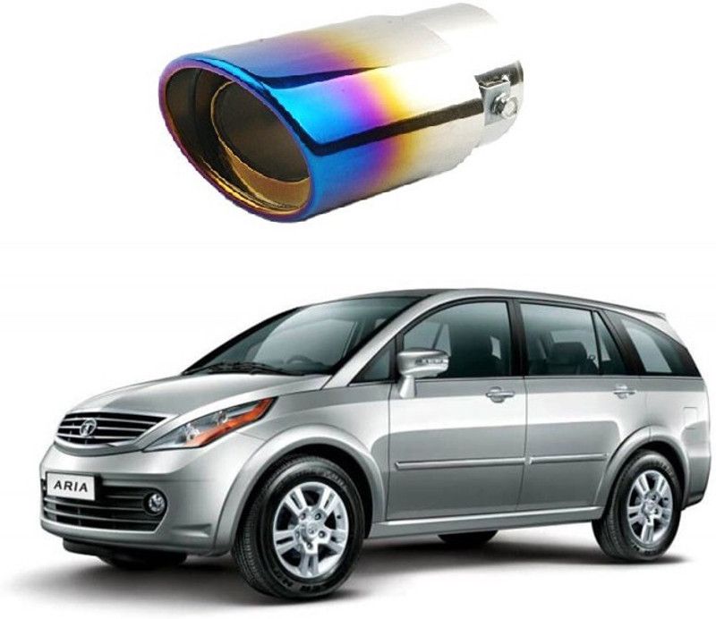 PRTEK Tip Chrome Half Burnt Blue 1.5 to 2.25 inch Exhaust Pipe Diameter 0148 Car Silencer  (Aluminium)