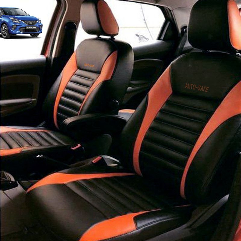 AutoSafe Leather Car Seat Cover For Maruti Baleno  (Fixed Head Rest, Split Back Seat, Without Back Seat Arm Rest, 5 Seater, 2 Back Seat Head Rests)