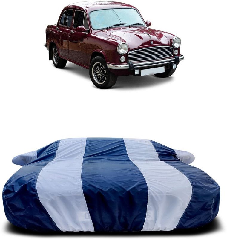 Ascension Car Cover For HM Ambassador (With Mirror Pockets)  (White, Blue)