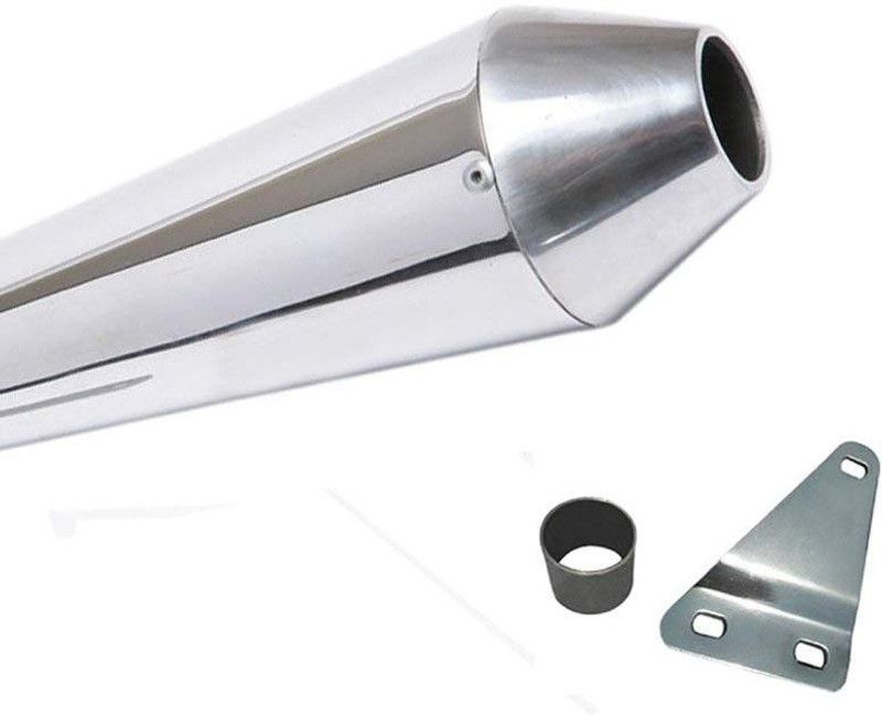 Dhe Best Reversecone Full Chrome Glasswool/Filter Exhaust Silencer Royal Enfield Twin Royal Enfield Twin Full Exhaust System  (Mild Steel)