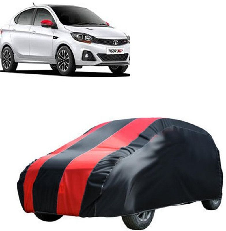 QualityBeast Car Cover For Tata Tigor JTP (Without Mirror Pockets)  (Red, Black)