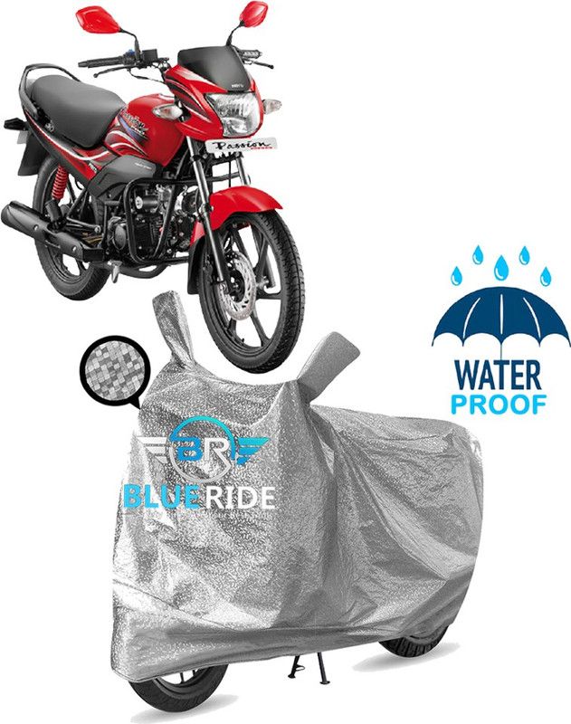 BLUERIDE Two Wheeler Cover for Hero  (Passion Pro, Silver)