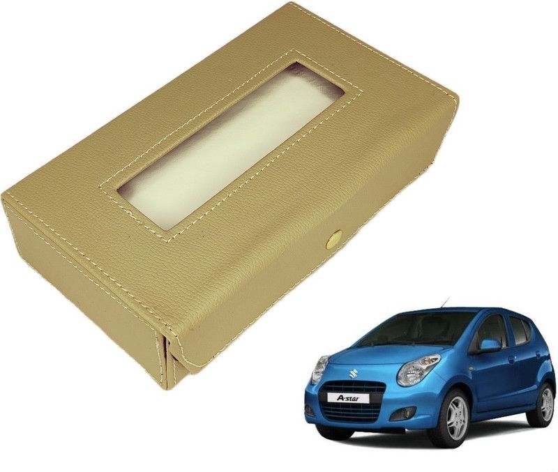 MOCKHE Basic-Beige Tissue Box Leatherette-245 Vehicle Tissue Dispenser  (Beige)