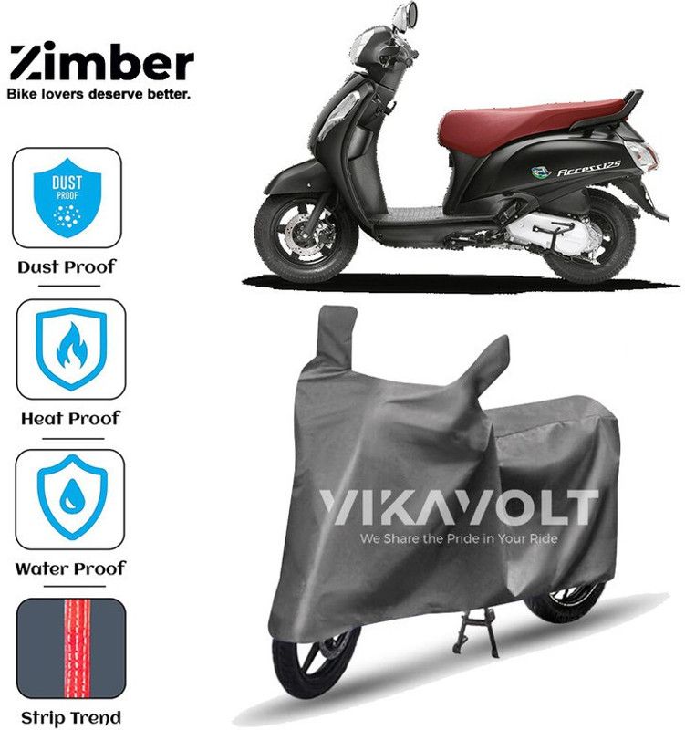 ZIMBER Two Wheeler Cover for Suzuki  (Access 125, Grey)