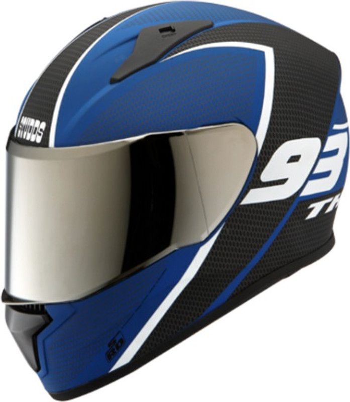 STUDDS THUNDER D3 FULL FACEWITH MIRROR VISOR Motorbike Helmet  (Matt Blue)