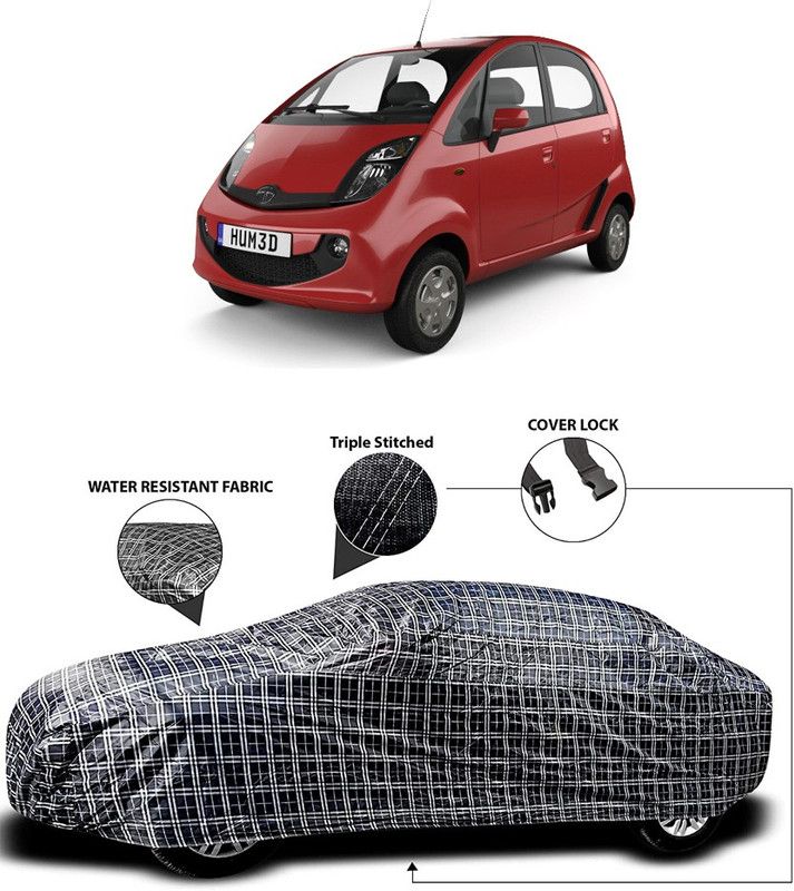 MoTRoX Car Cover For Tata Nano Genx (With Mirror Pockets)  (White, Black)