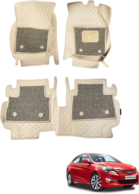 Euro Care Leatherite 7D Mat For Hyundai Verna  (Beige)