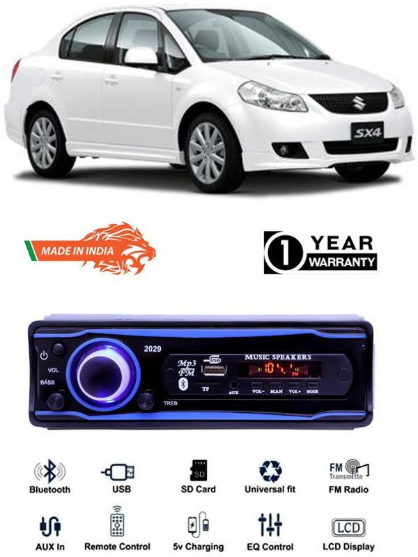 Bluedrum Blue 2029 USB/AUX/SD/BLUETOOTH/FM/MP3 BOOM MASTER STANDARD- B-D345 Car Stereo  (Single Din)
