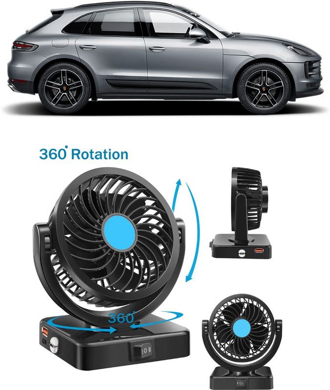 Enfield Works Car Fan With USB Charging 360 Degree Rotatable Fan-461 Car Interior Fan  (12 V)