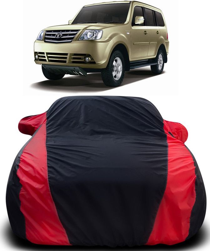 MoTRoX Car Cover For Tata Sumo Grande MK II (With Mirror Pockets)  (Black, Red)