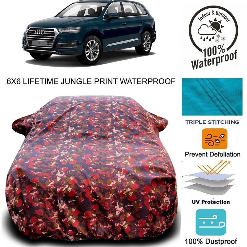 MoTRoX Car Cover For Audi Q7 (With Mirror Pockets)  (Red, Green)