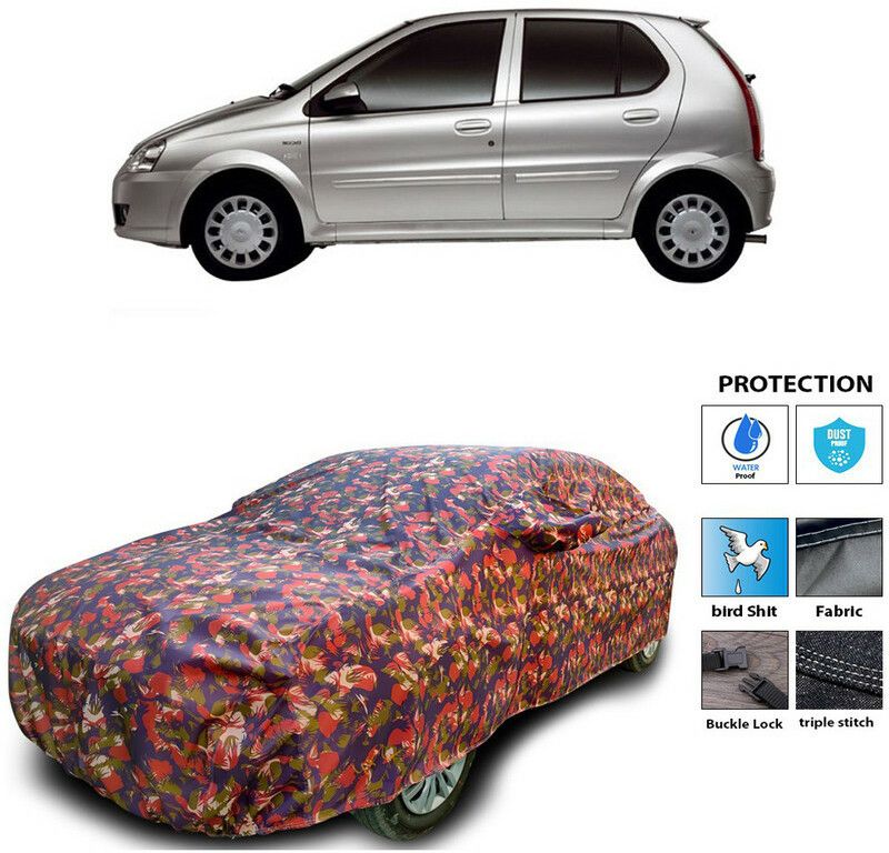 Genipap Car Cover For Tata Indica V2 (With Mirror Pockets)  (Multicolor)