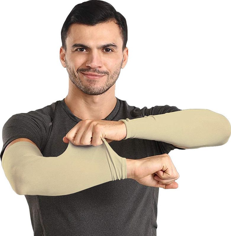 Vakyam Nylon Arm Sleeve For Men & Women  (Free, Beige)