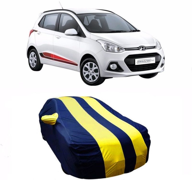 CoNNexXxionS Car Cover For Hyundai Grand i10 (With Mirror Pockets)  (Blue, Yellow)