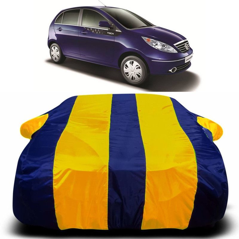 Ascension Car Cover For Tata Vista Tech (With Mirror Pockets)  (Yellow, Blue)