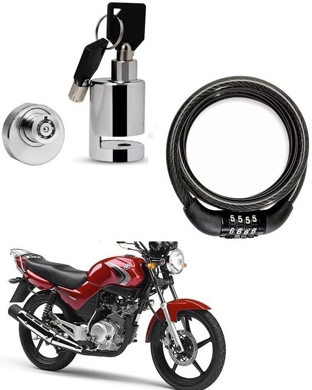 AS TRADERS Heavy Duty Disc Brake Lock with Heavy Number Lock for Yamaha YBR 125 Disc Lock, Cable Lock  (Black, Silver)