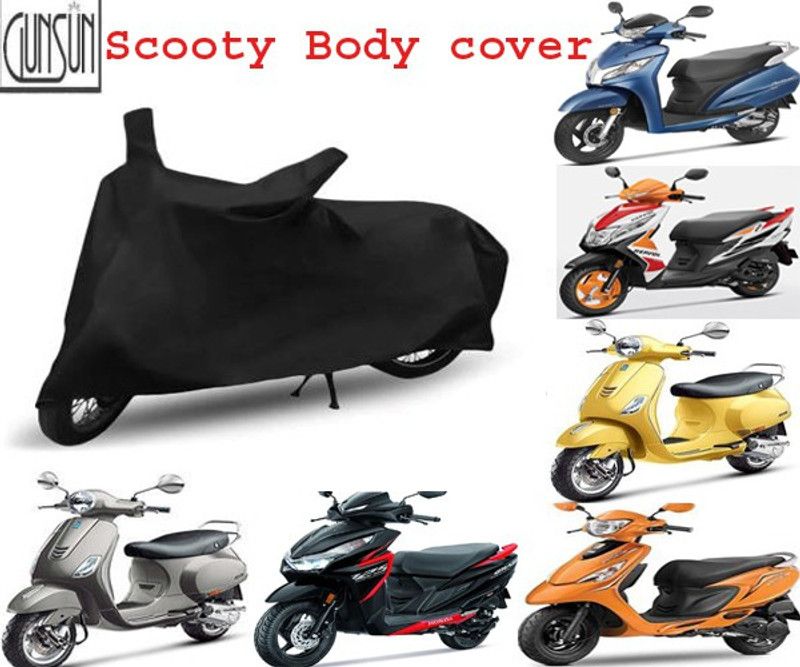 Gunsun Two Wheeler Cover for Vespa  (Vespa VXL 150, Black)