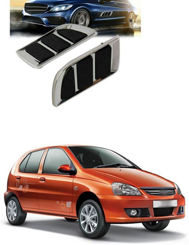 PRTEK Car Fender Side Vents ABS Fender Stickers Decorative Air Flow Intake Hole Grille Spoiler Auto Exterior A214 Matte, Glossy, Chrome Tata Indica eV2 eLS Side Garnish