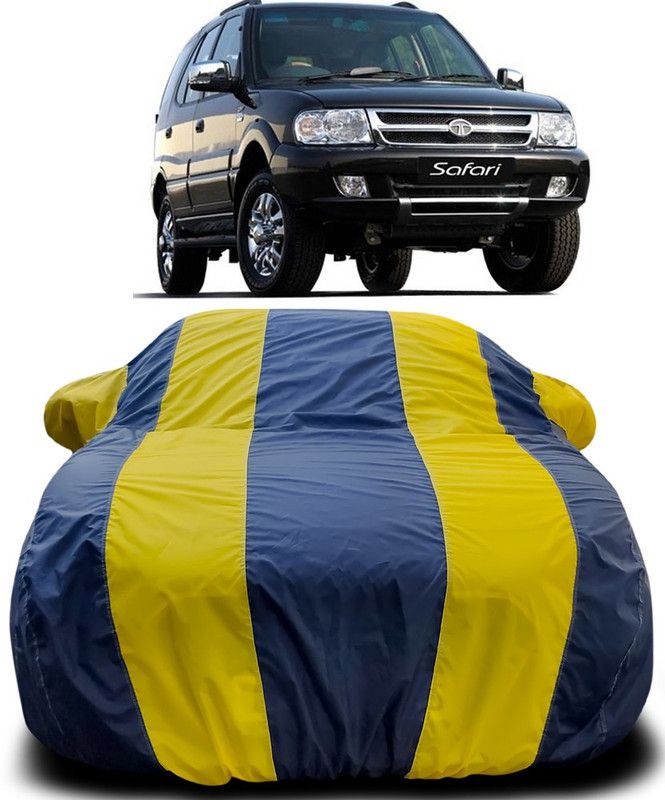 AutoBurn Car Cover For Tata Safari (With Mirror Pockets)  (Blue, Yellow)