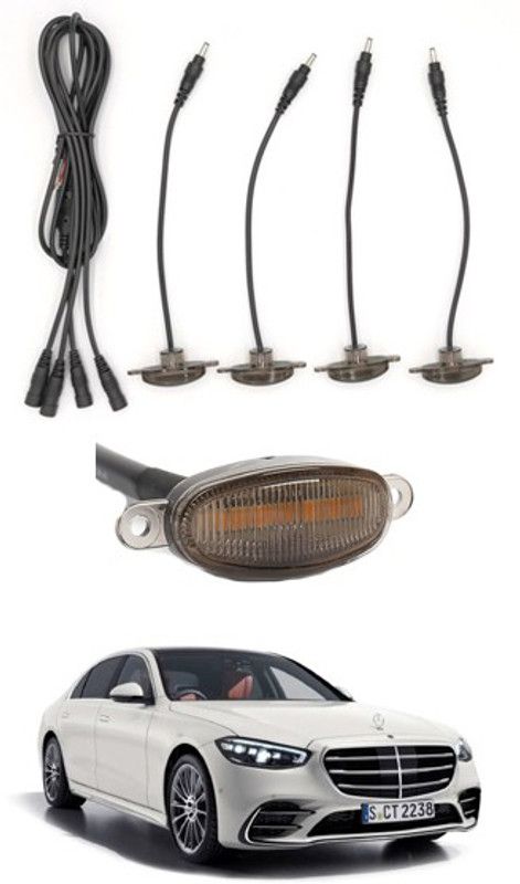 RKPSP 4 LED Front Grill Led Lights Amber Lights DRL For S-Class-Mercedes Benz-2019 Parking Light, Dash Light Car, Van LED for Mercedes Benz (12 V, 12 W)  (S-Class, Pack of 4)