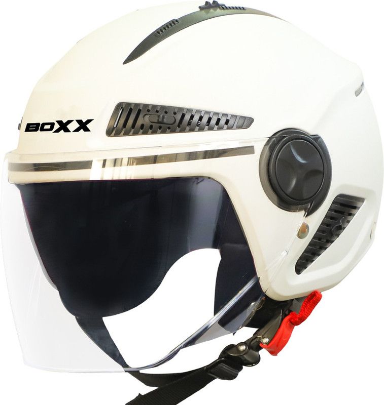 Steelbird Boxx Open Face Helmet, ISI Certified Helmet in Matt White with Clear Visor Motorbike Helmet  (White)