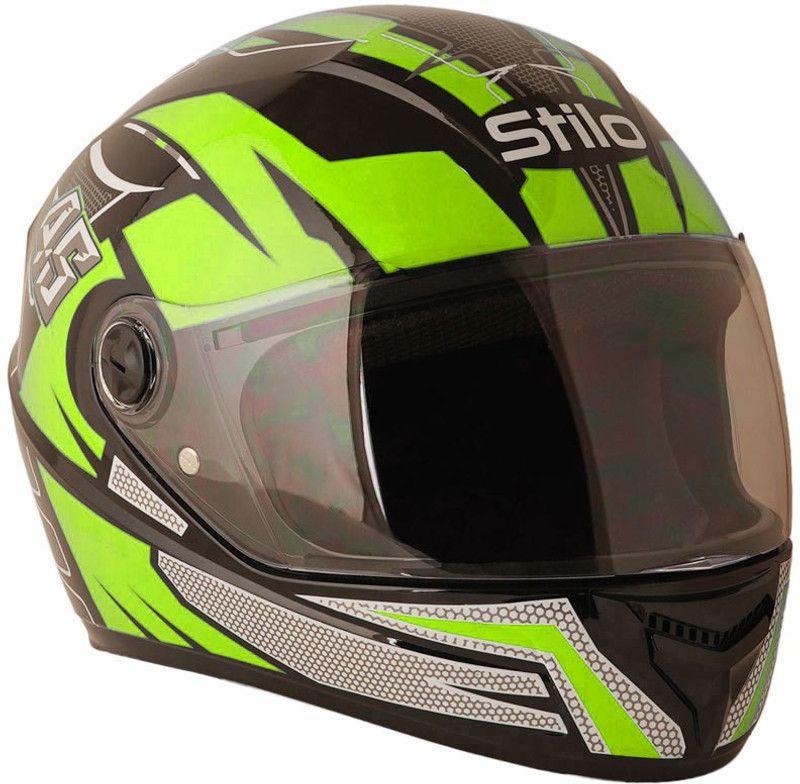 Sage Square ISI Certified ABS Clear Visor, Proud 45 Full Face Graphic Helmet (Medium) Motorbike Helmet  (Black Glossy - Neon)