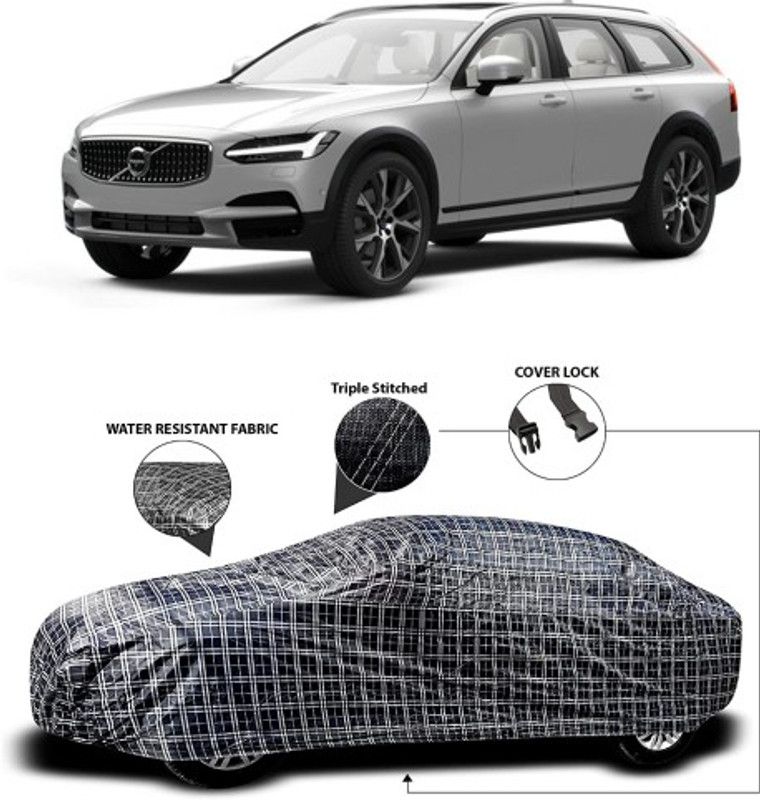 APNEK Car Cover For Volvo V90 (With Mirror Pockets)  (Grey, Black)