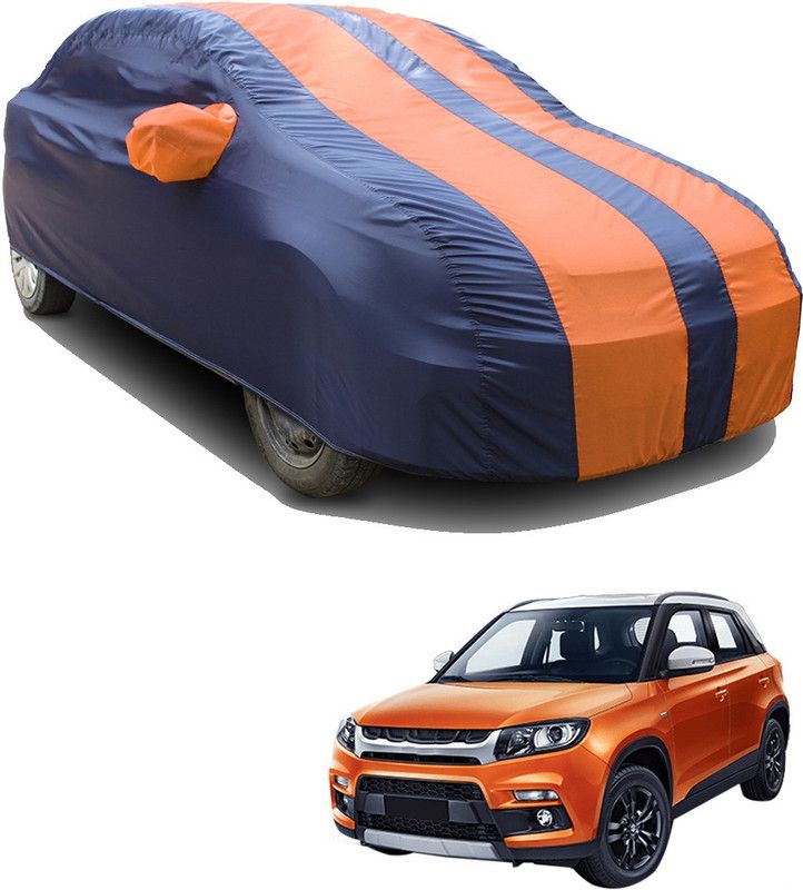 SS FOR YOUR SMART NEEDS Car Cover For Maruti Vitara Brezza (With Mirror Pockets)  (Orange, Blue)
