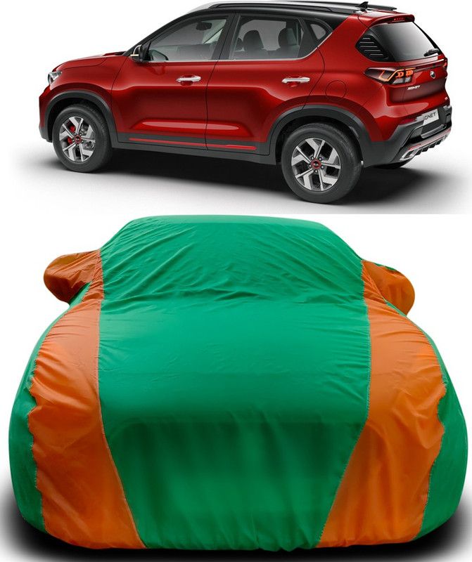 NUMBOR ONE Car Cover For Kia Sonet (With Mirror Pockets)  (Green, Orange)