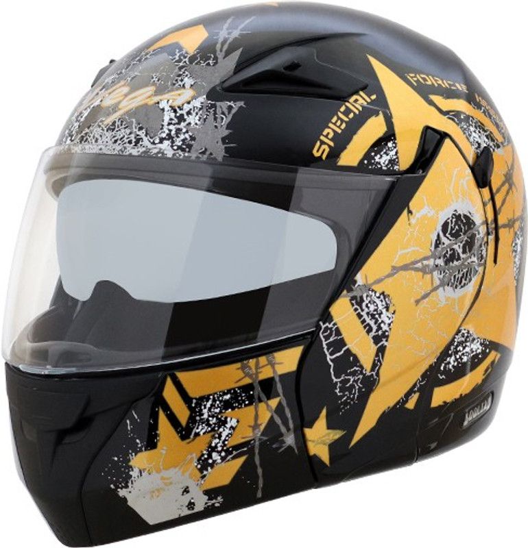 VEGA Boolean Navy Motorbike Helmet  (Black, Yellow)