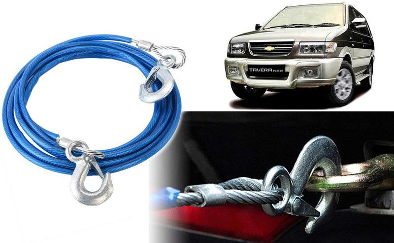 Selifaur M855-Heavy Duty Tow Ropes 8mm 4mtr 6Tons Wire Cable High Strength Hook Steel Wire Trailer Car Emergency Towing Rope for Tavera Type-1 4 m Towing Cable  (Steel, Plastic, 6000 kg Pull Capacity)
