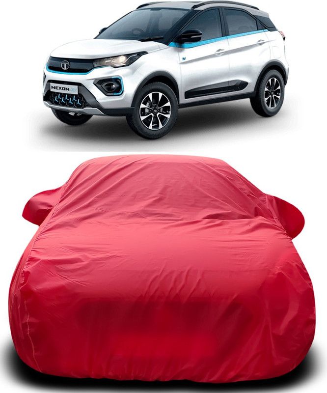 NUMBOR ONE Car Cover For Tata Nexon EV (With Mirror Pockets)  (Red)