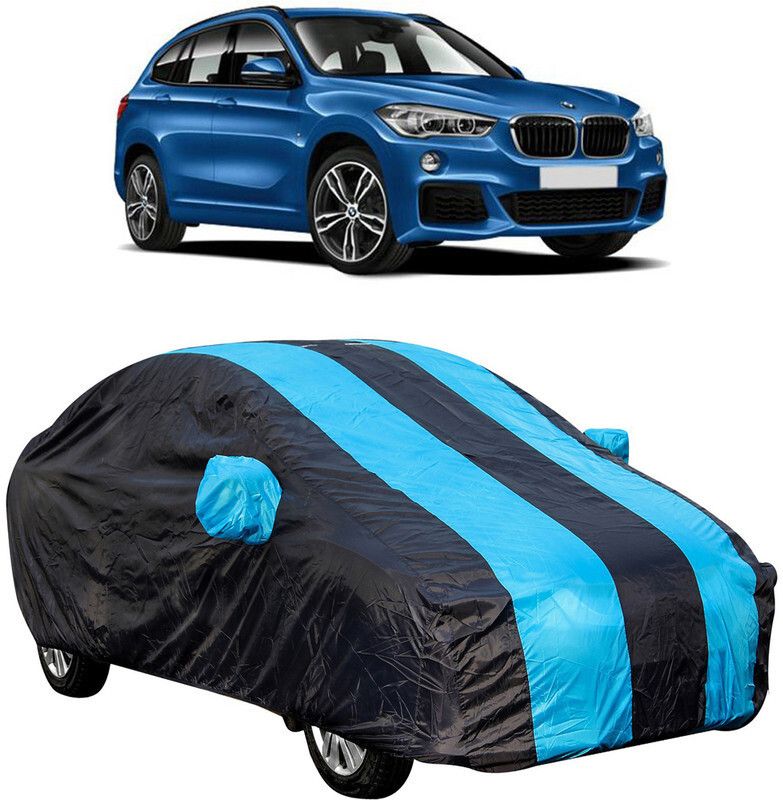 AutoTiger Car Cover For BMW X1 (With Mirror Pockets)  (Black, Blue)