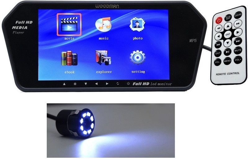 WOODMAN 7 inch Car Video Monitor with USB, Bluetooth and Car Reaview Camera Black LED  (18 cm)