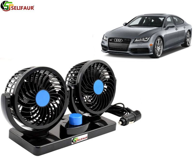 Selifaur F15 - Mitchell 12V DC Electric Car Fan for Dashboad 360 Degree Rotatable Dual Head Car Auto Cooling Air Fan udi S7 Car Interior Fan  (12 V)
