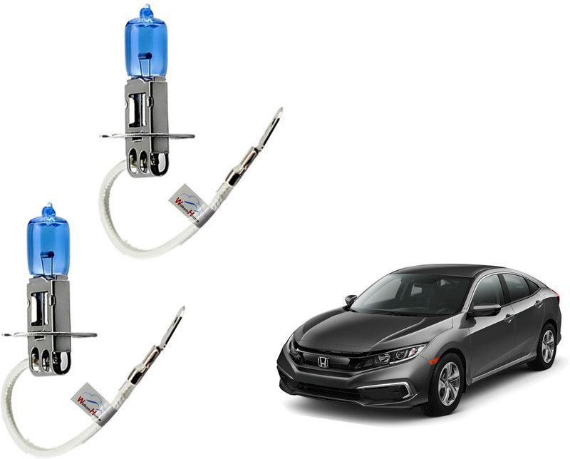 WolkomHome Car H3 halogen headlight Fog lamp bulb 12V - 100W 5000K Cool Blue Ultimate White for Honda Civic 2019 Headlight Car Halogen for Honda (12 V, 100 W)  (Civic, Pack of 2)
