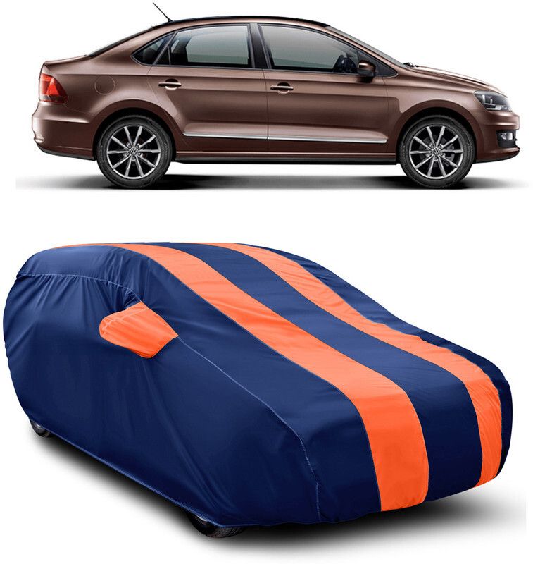 AUTOGARH Car Cover For Volkswagen Vento (With Mirror Pockets)  (Blue, Orange)