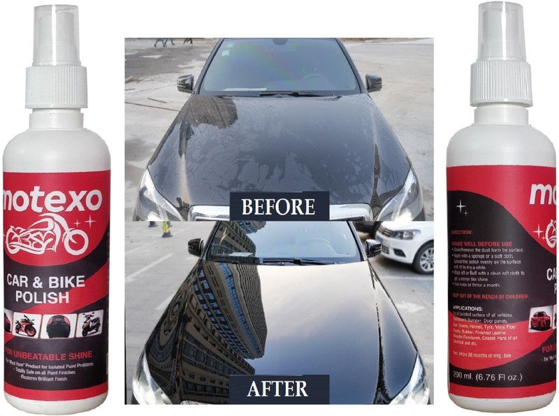 MOTEXO Liquid Car Polish for Dashboard, Headlight, Exterior, Metal Parts, Windscreen, Leather, Chrome Accent, Bumper  (400 ml, Pack of 2)