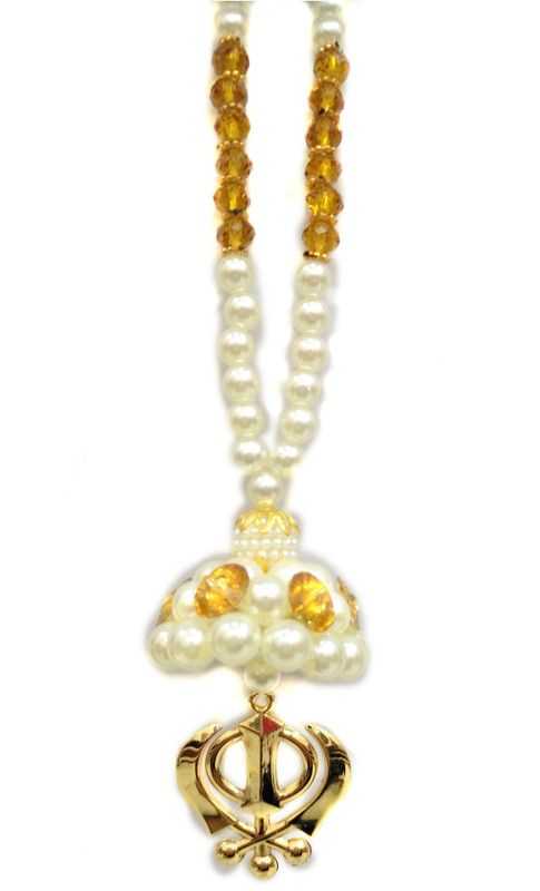 Premang Golden Khanda under Pearl Chatar(Gold) Car Hanging Ornament  (Pack of 1)