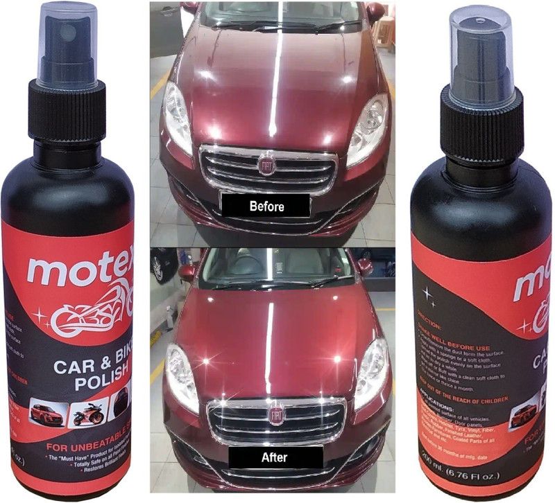 MOTEXO Liquid Car Polish for Chrome Accent, Bumper, Dashboard, Headlight, Leather, Metal Parts, Windscreen  (400 ml, Pack of 2)