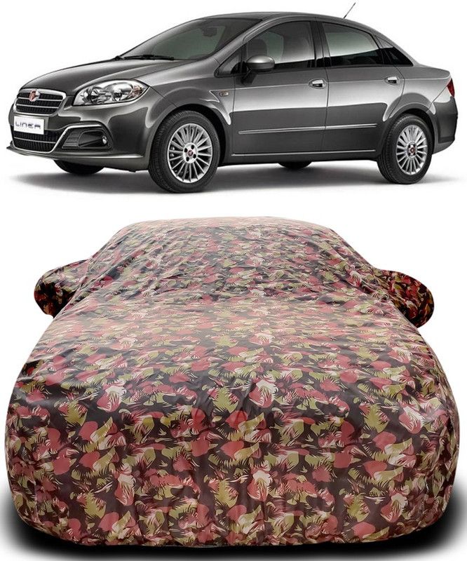 MoTRoX Car Cover For Fiat Linea (With Mirror Pockets)  (Green, Red)