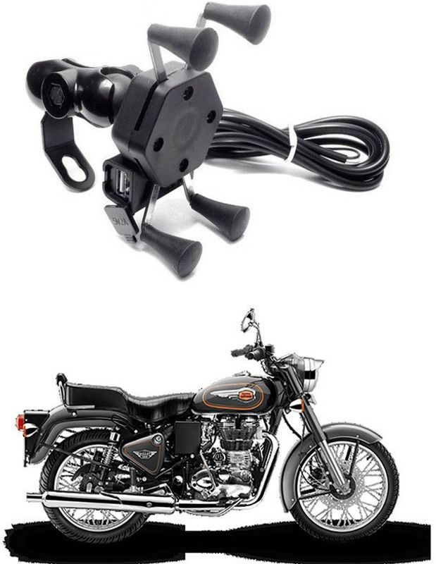 Enfield Works X-Grip Mobile Holder With USB Charger For Bike EW-2129 Bike Mobile Holder  (Black)