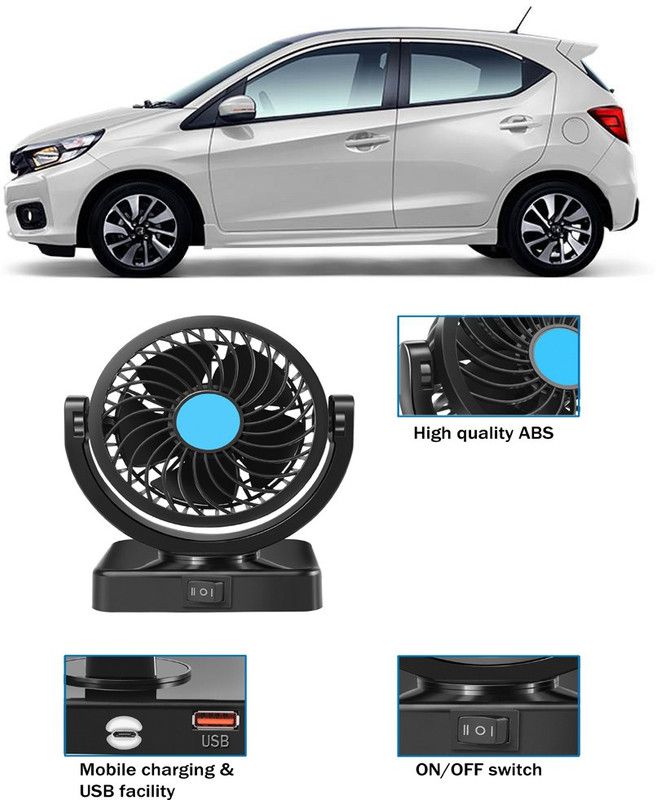 Amulite Car Fan With USB Charging 360 Degree Rotatable Fan-G-146 Car Interior Fan  (12 V)