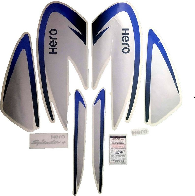 Dateen Sticker & Decal for Bike  (Blue, White)