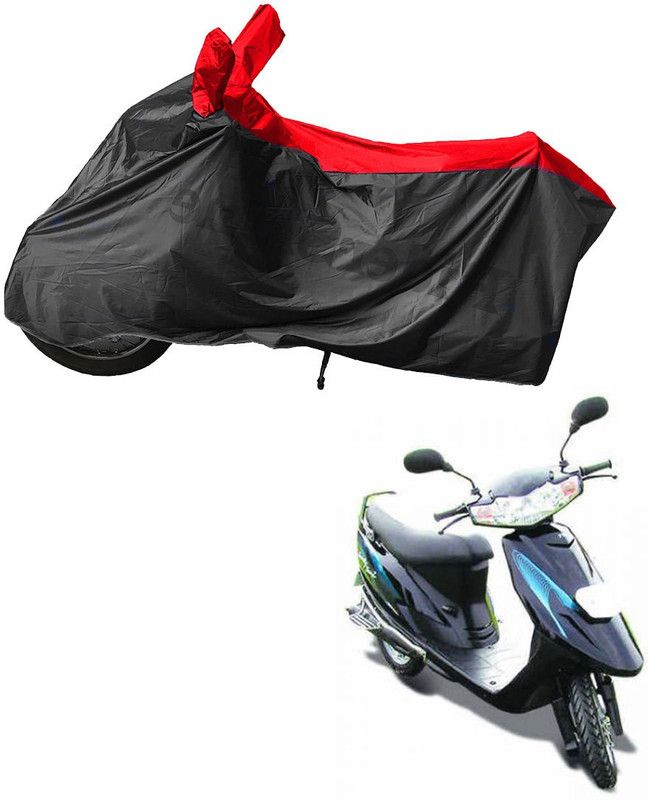RiderShine Waterproof Two Wheeler Cover for TVS  (Teenz, Black, Red)