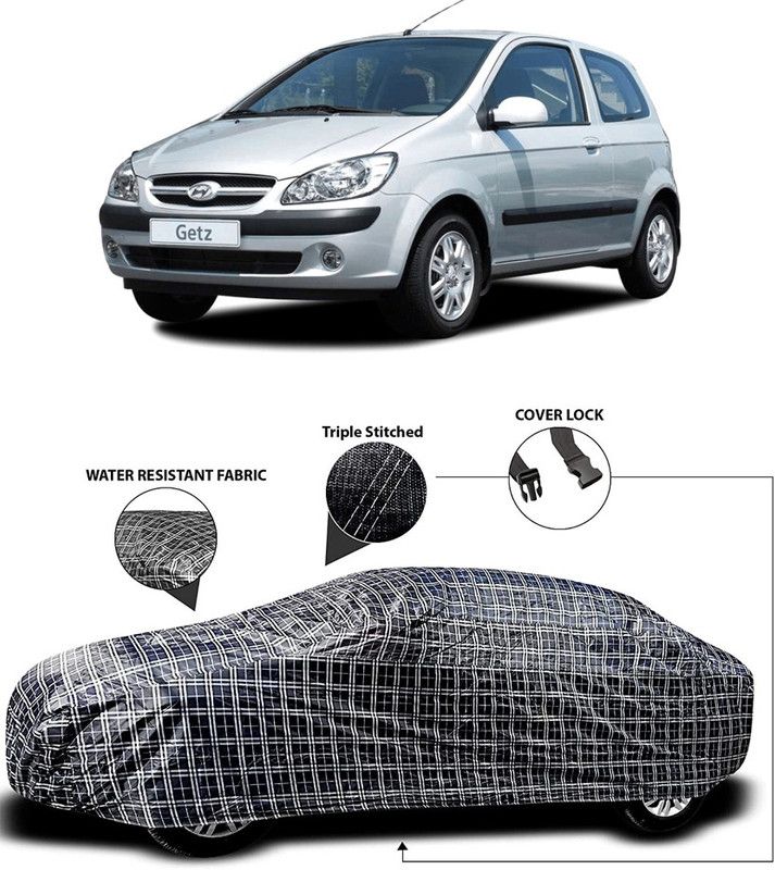 Genipap Car Cover For Hyundai Getz (With Mirror Pockets)  (White, Black)