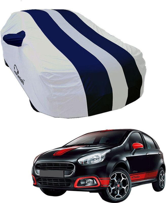 AutoFurnish Car Cover For Fiat Abarth Punto (With Mirror Pockets)  (White, Blue)
