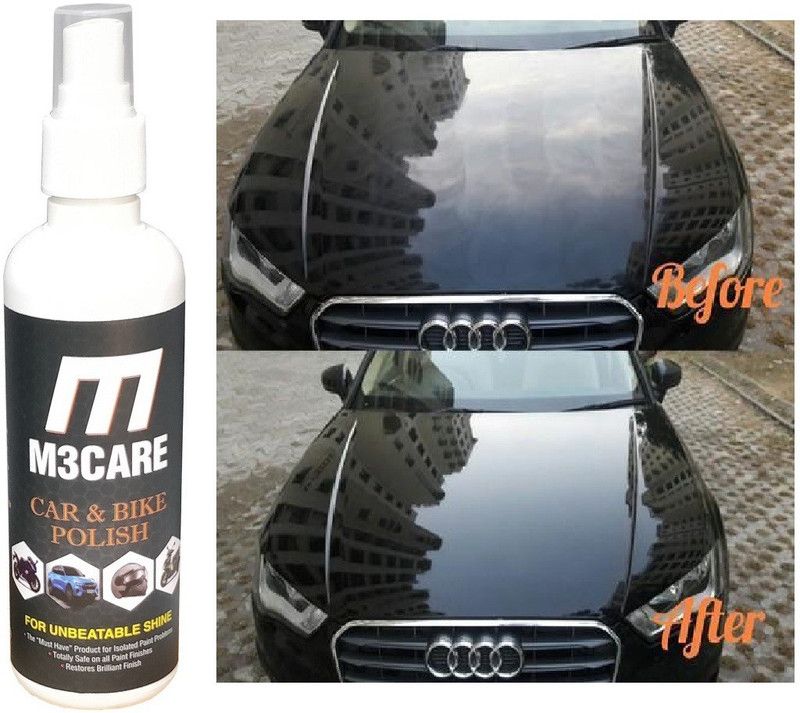 M3CARE Liquid Car Polish for Windscreen, Metal Parts, Leather, Headlight, Exterior, Dashboard, Chrome Accent, Bumper  (200 ml, Pack of 1)