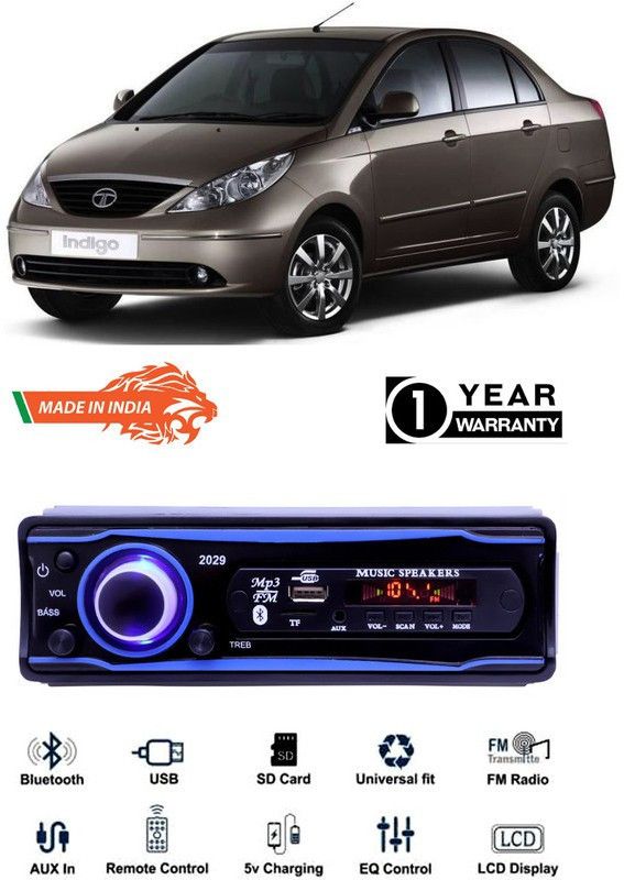 Genipap Blue 2029 USB/AUX/SD/BLUETOOTH/FM/MP3 BOOM MASTER STANDARD- GP525 Car Stereo  (Single Din)